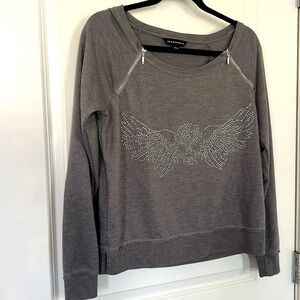 Rock & Republic long sleeve skull zipper detail sweater